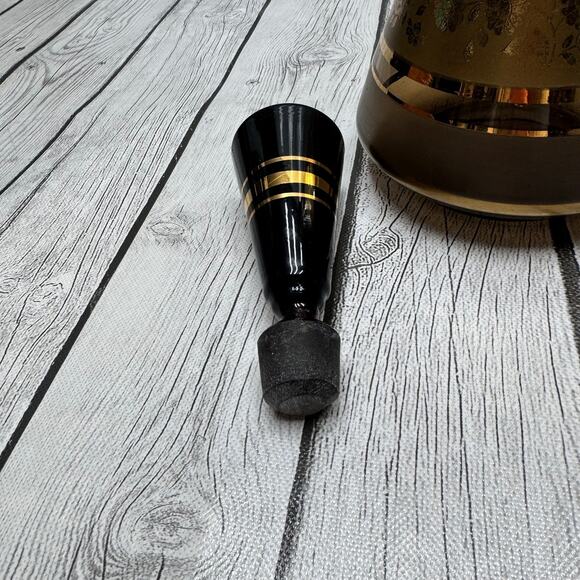 Vintage Genie Style Czech Bohemia Bottle Decanter w/Stopper 14” HEAVY Gold - Picture 6 of 8